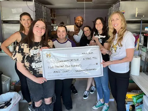 Community Cat Club's Mission Meow grant check presentation